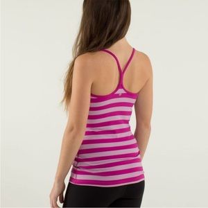 Lululemon Power Y Pink Striped Tank Size 8